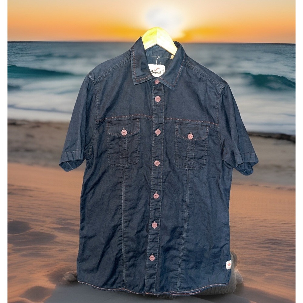 Jeremiah American Legacy Shirt Men M Navy Button Up Pockets Big Stitch